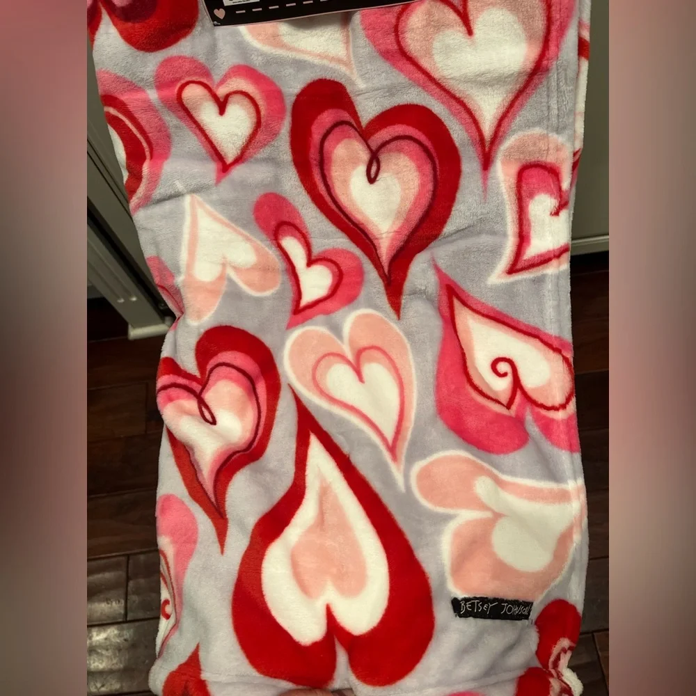 Betsey Johnson Red and Pink Valentine’s Heart Throw Blanket